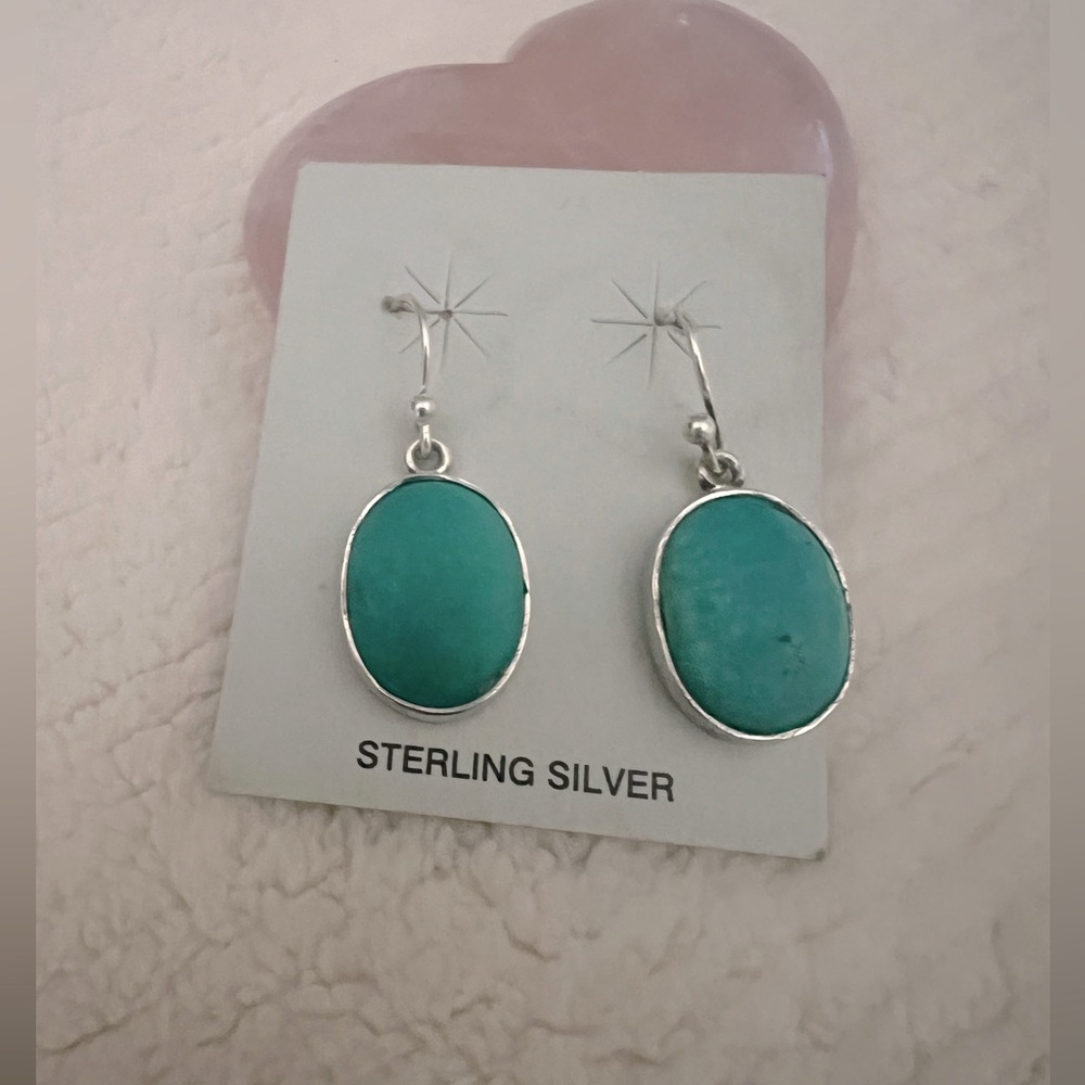 Stamped Turquoise Tommy Sam Vintage Native Sterling Earrings